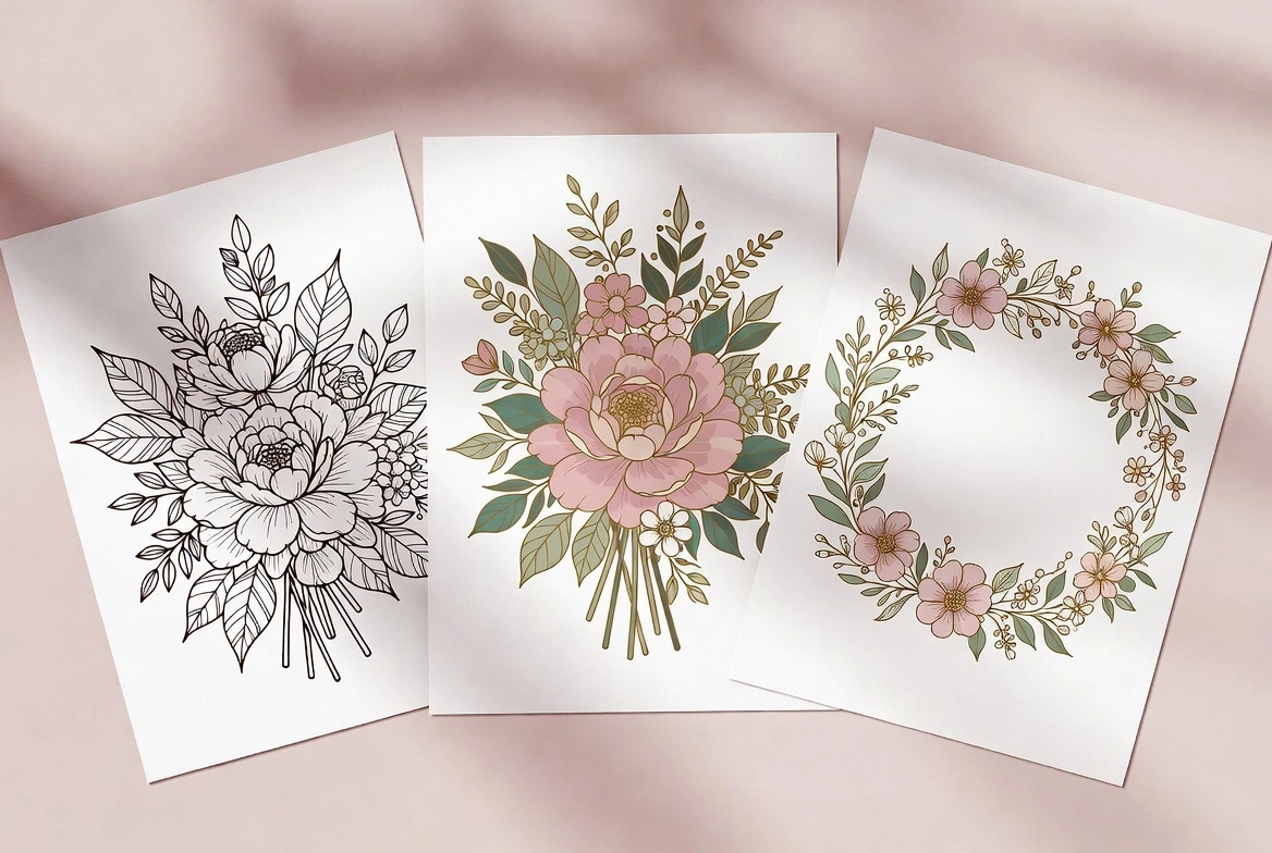 floral coloring pages