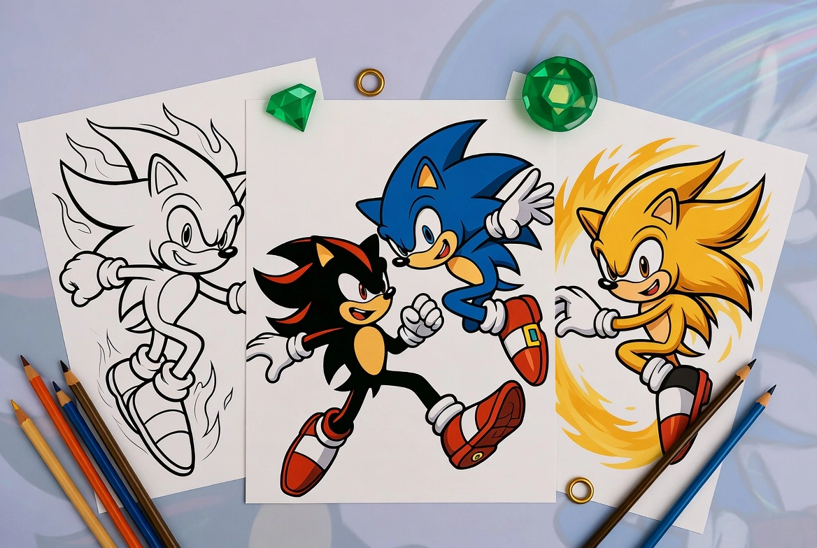 Free PDF printable coloring pages of Sonic