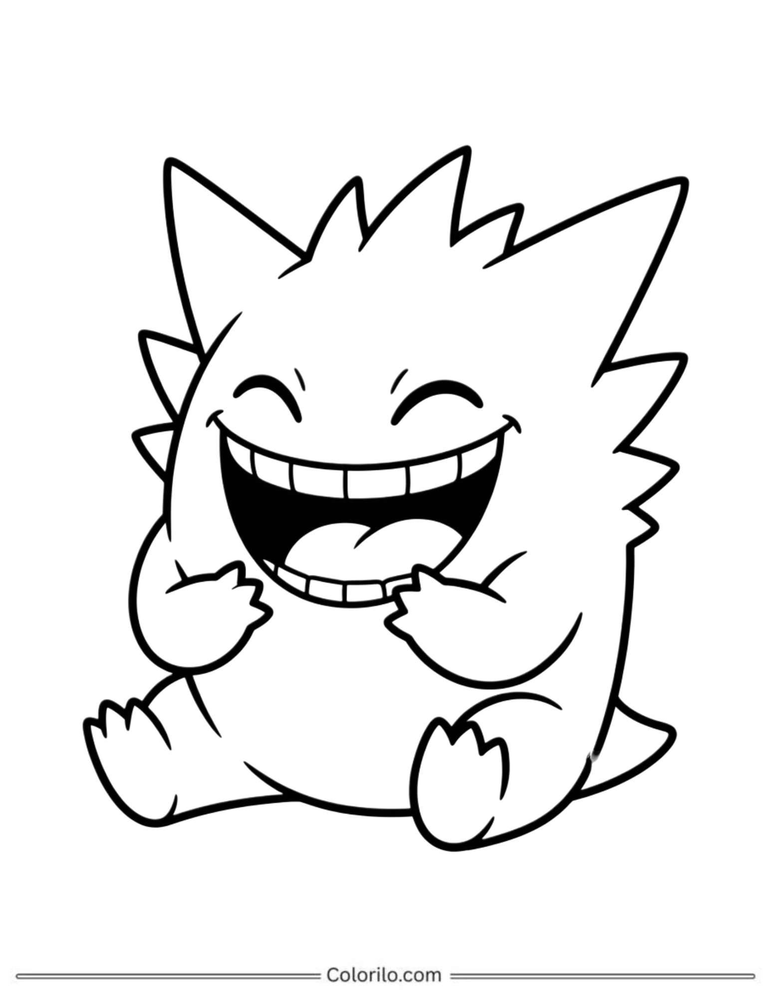 Gengar laughing ghost Pokemon coloring page