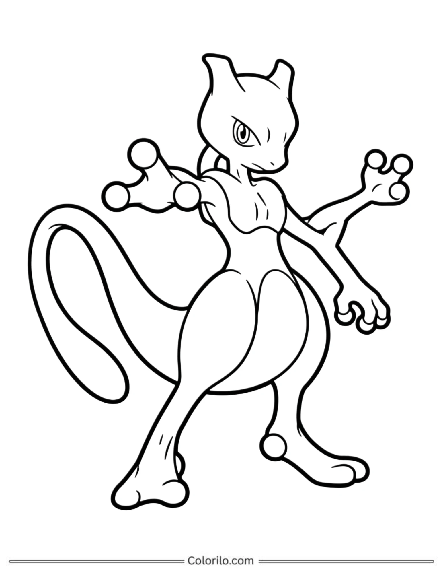 Mewtwo legendary psychic Pokemon coloring page