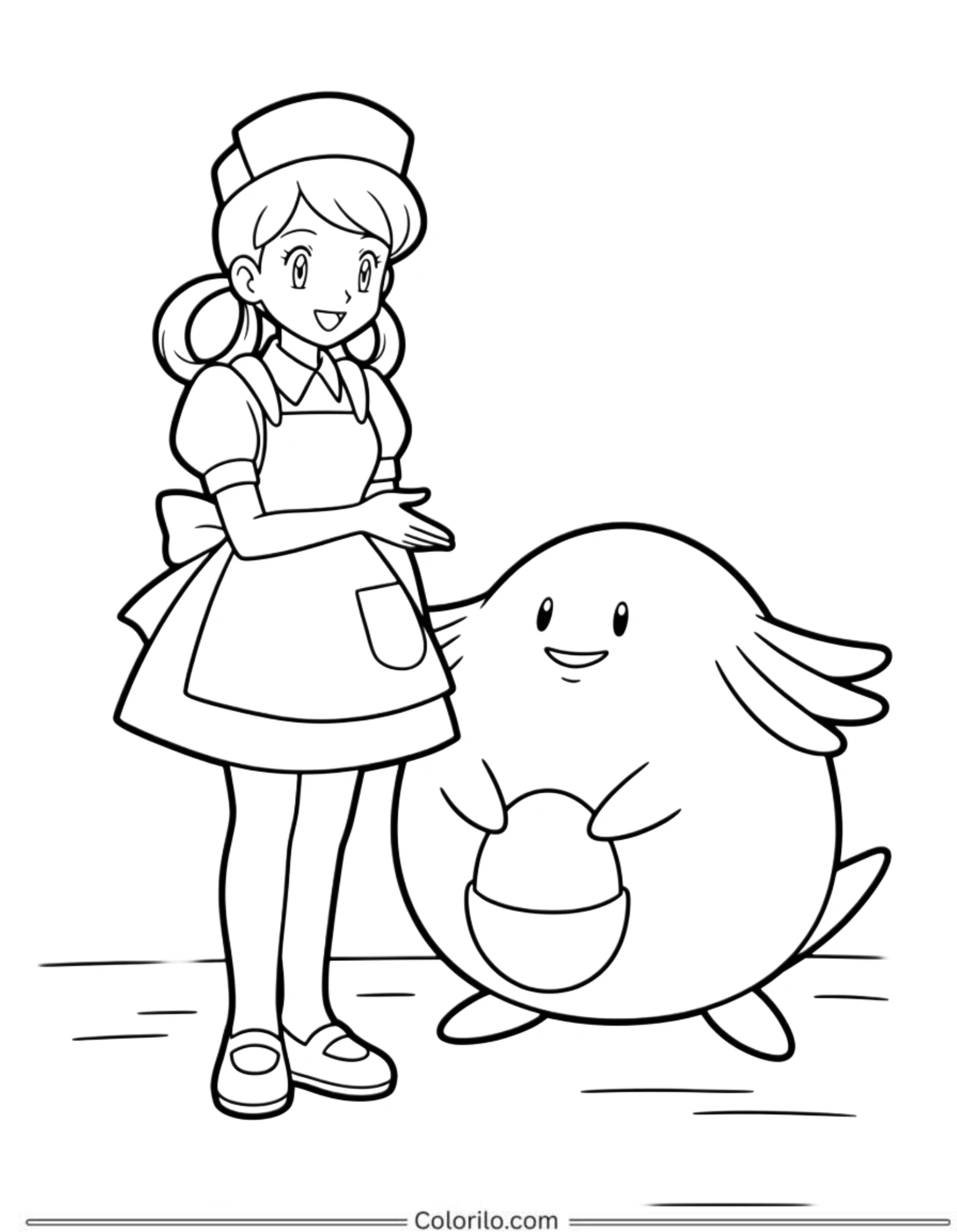 Nurse Joy with Chansey coloring page