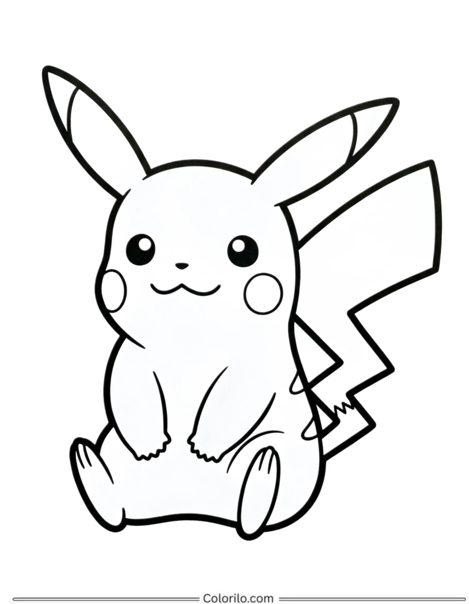 Pikachu sitting cute coloring page