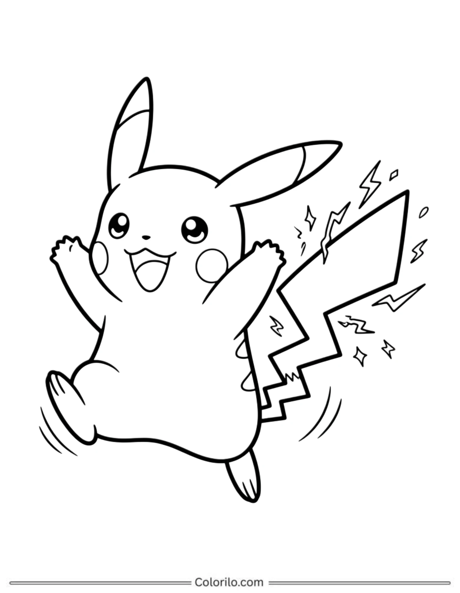 Pikachu using thunderbolt attack coloring page