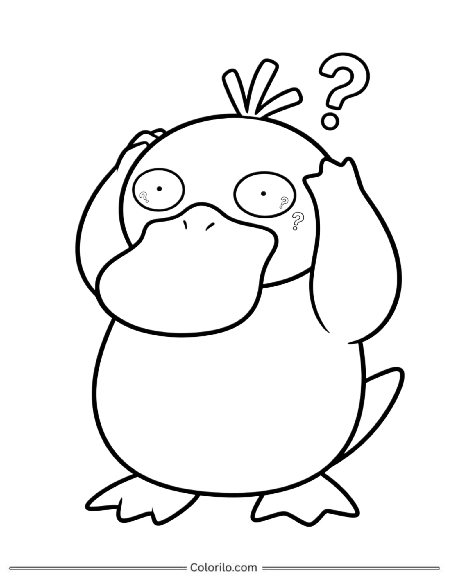 Psyduck confused with question mark coloring page