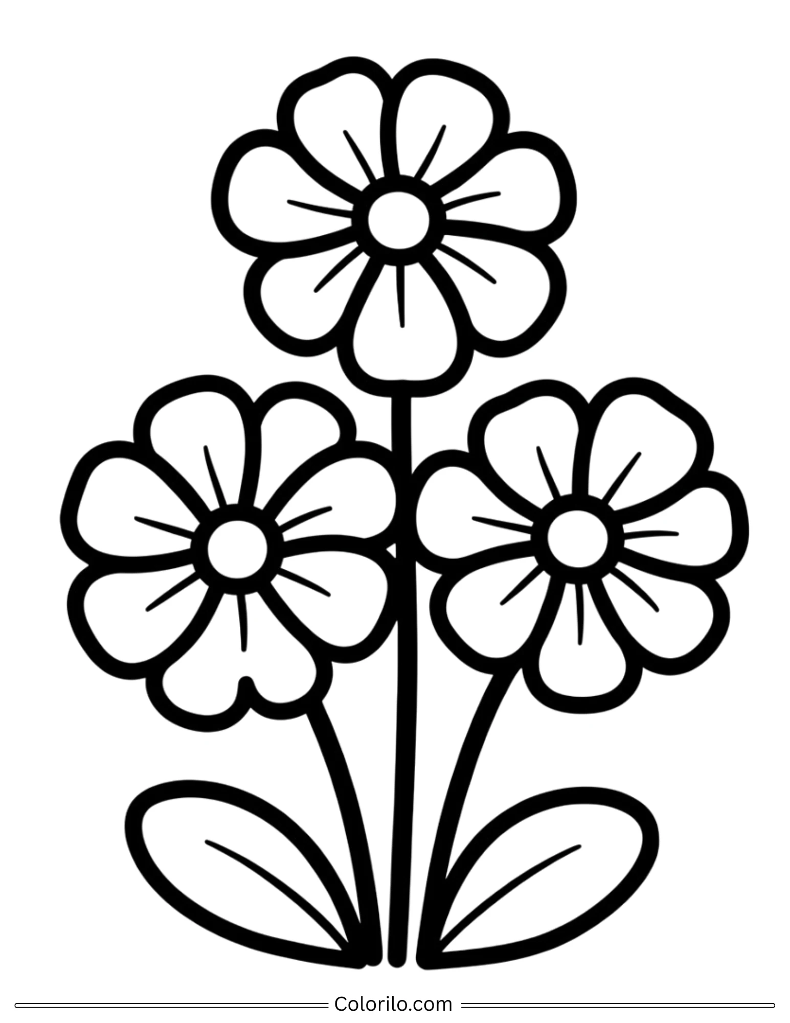 Simple flowers coloring page for kids