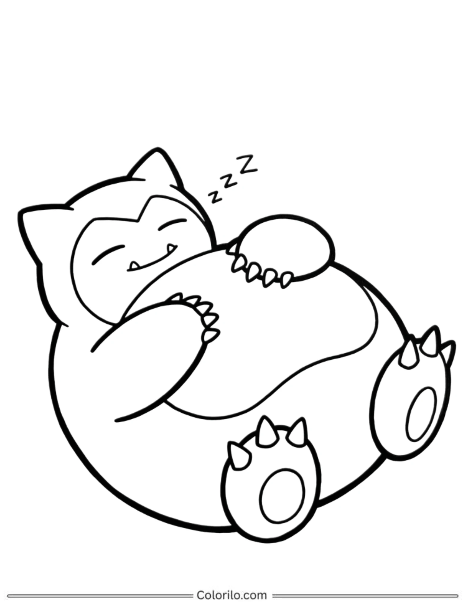 Snorlax sleeping curled up coloring page