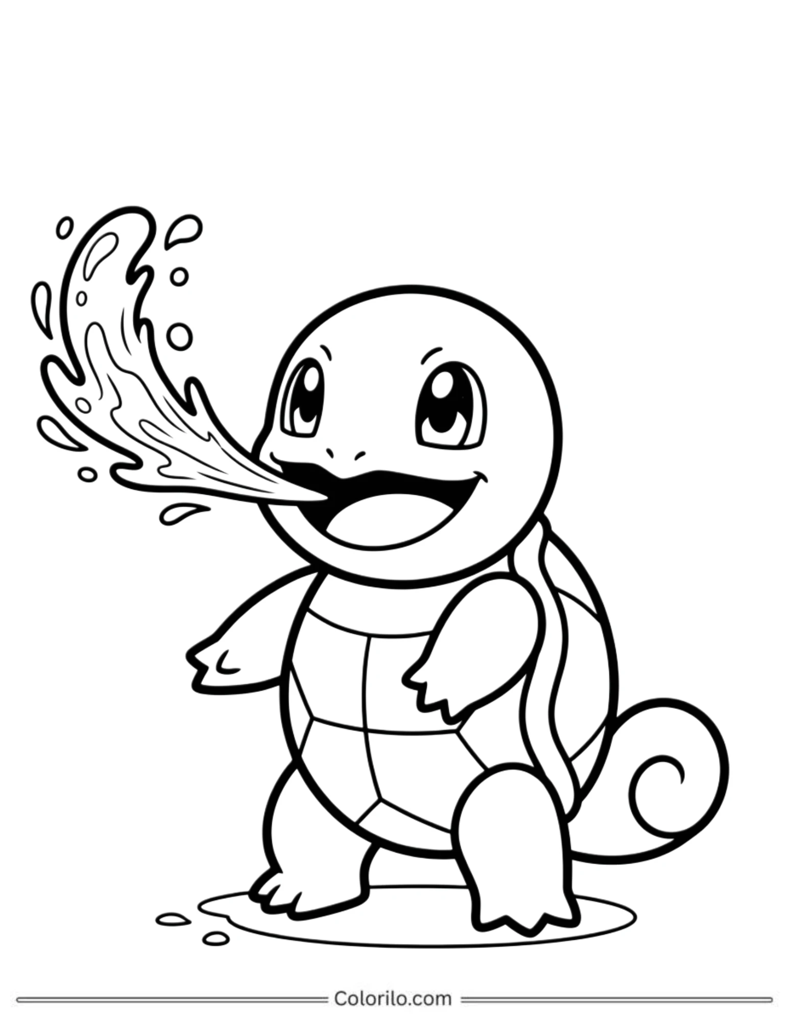 Squirtle using water gun attack coloring page