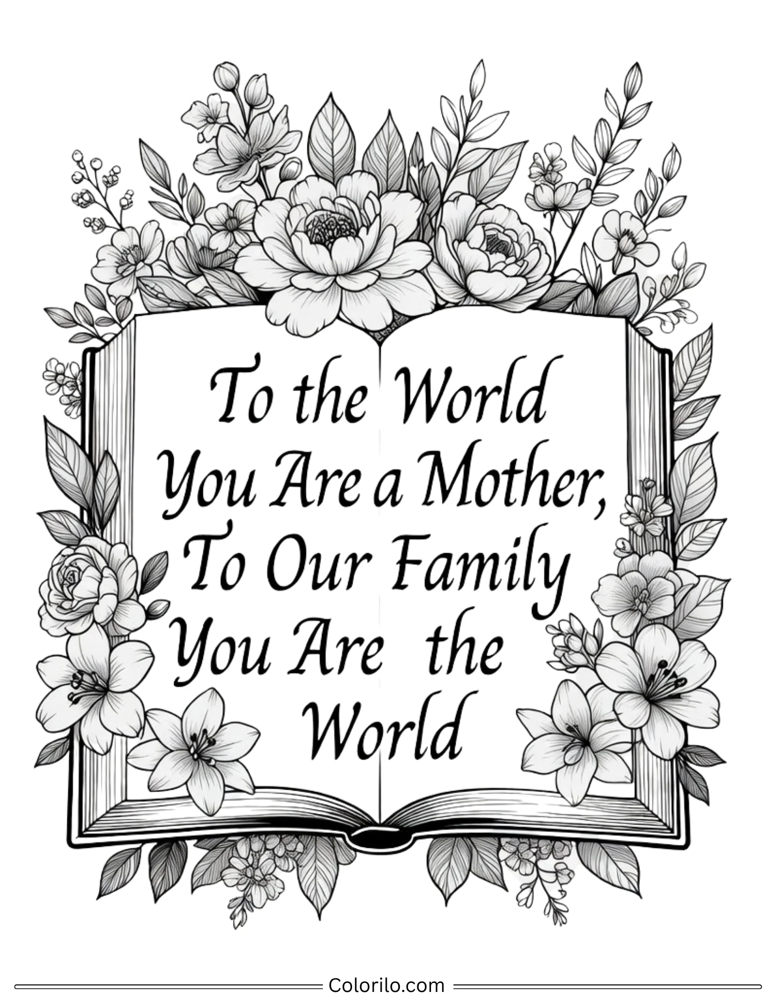 To the World You Are a Mother quote coloring page