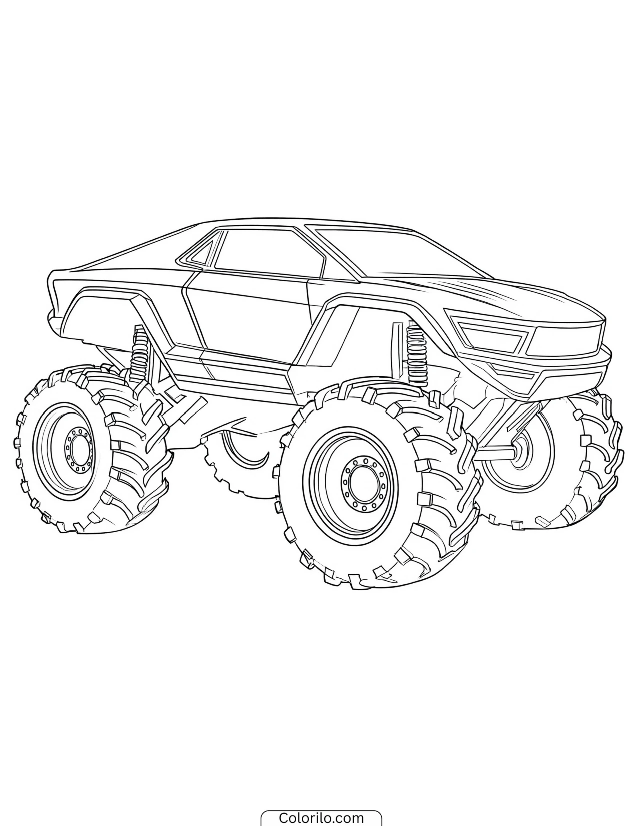 Angular electric monster truck coloring page