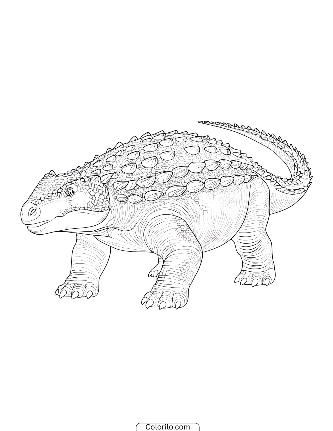 Armored Ankylosaurus standing on all fours coloring page