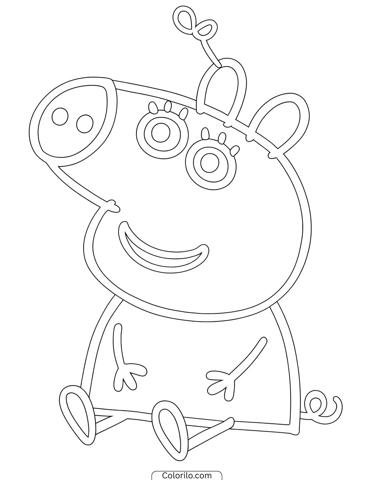 Baby Peppa sitting down coloring page