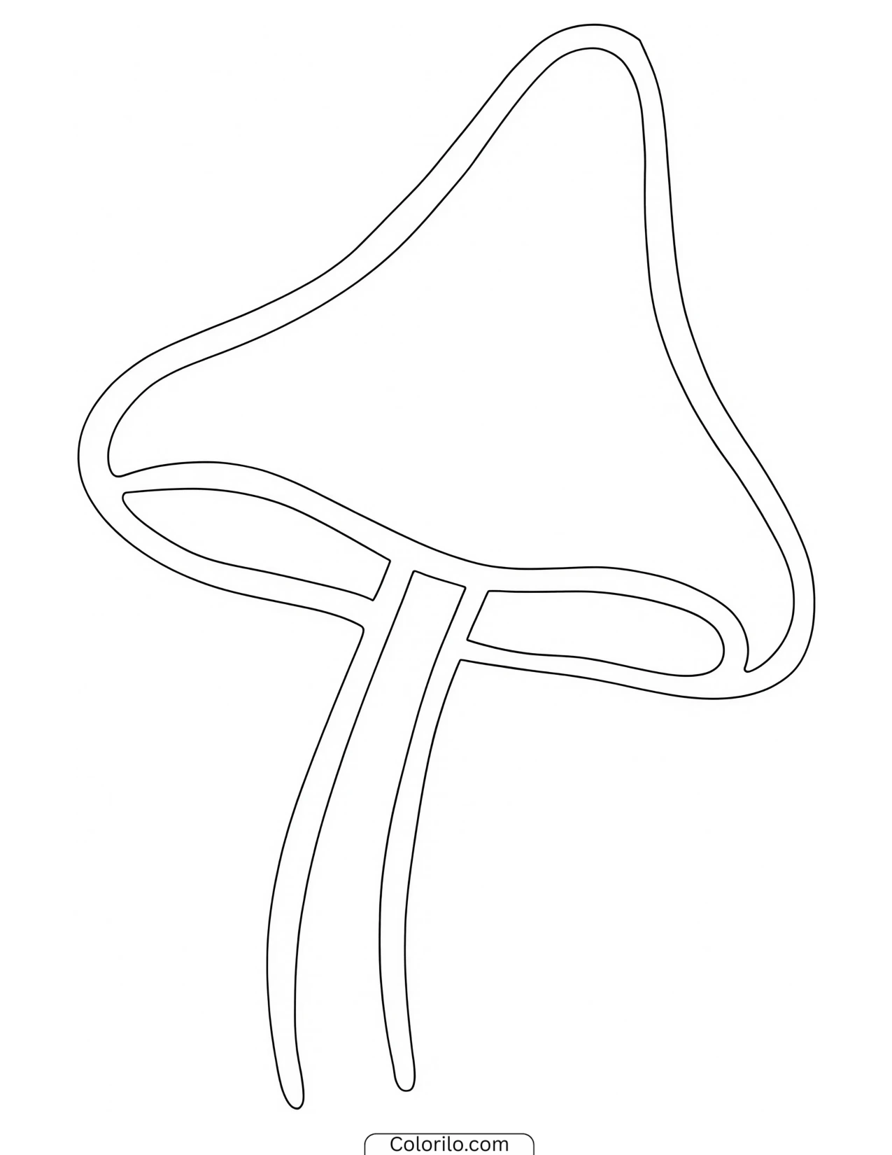 Mushroom with a bell-shaped cap in simple outline coloring page