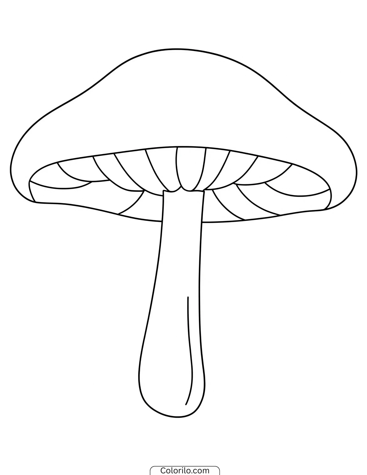 Mushroom with a gently curving stem coloring page