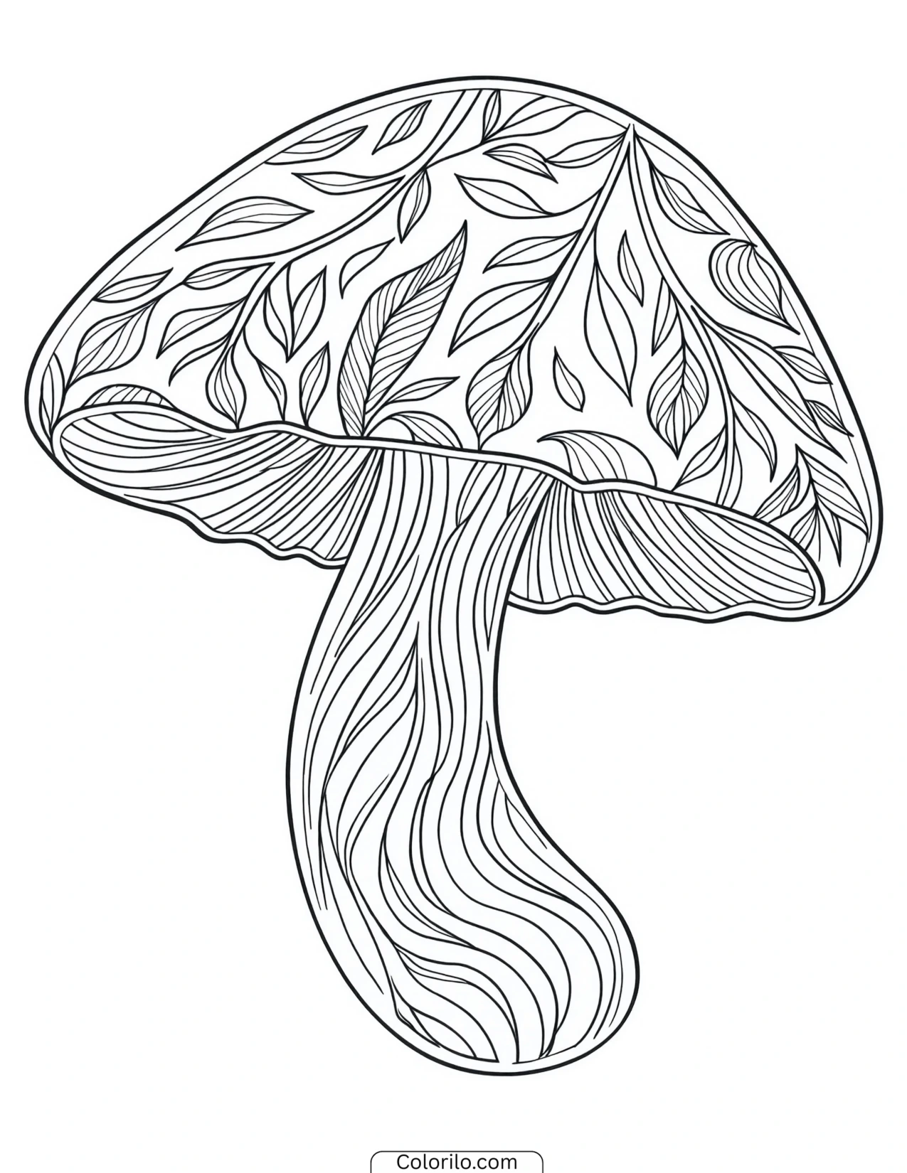 Decorative mushroom with a dotted cap coloring page