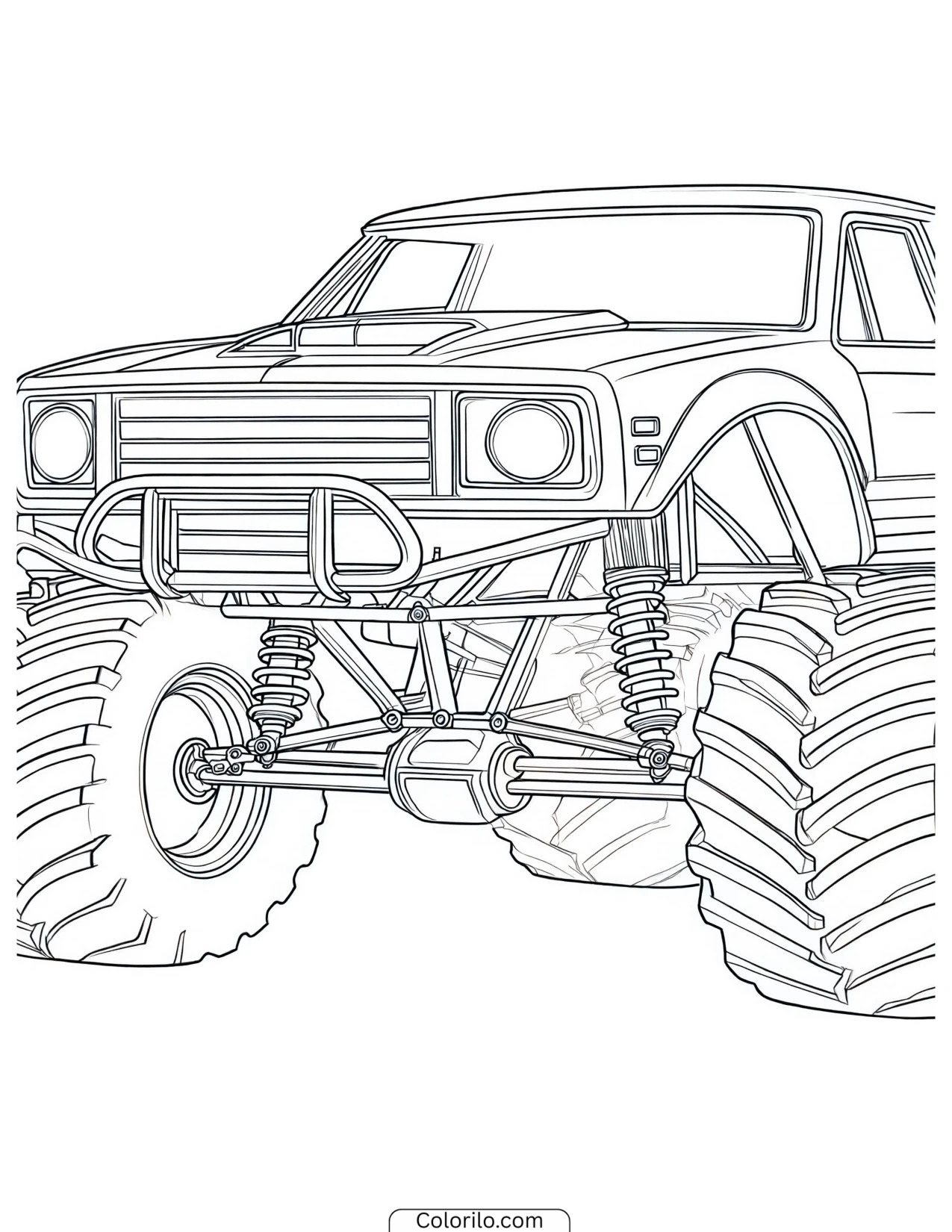 Front view of an off-road truck coloring page