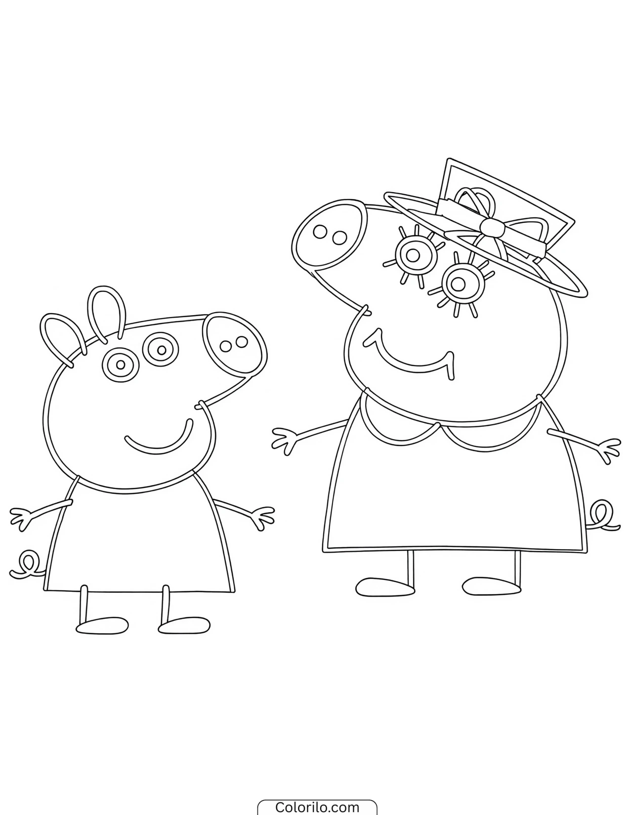 George and Mummy Pig together coloring page