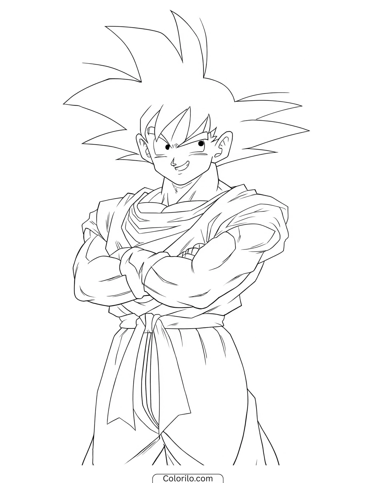Goku standing with his arms crossed coloring page