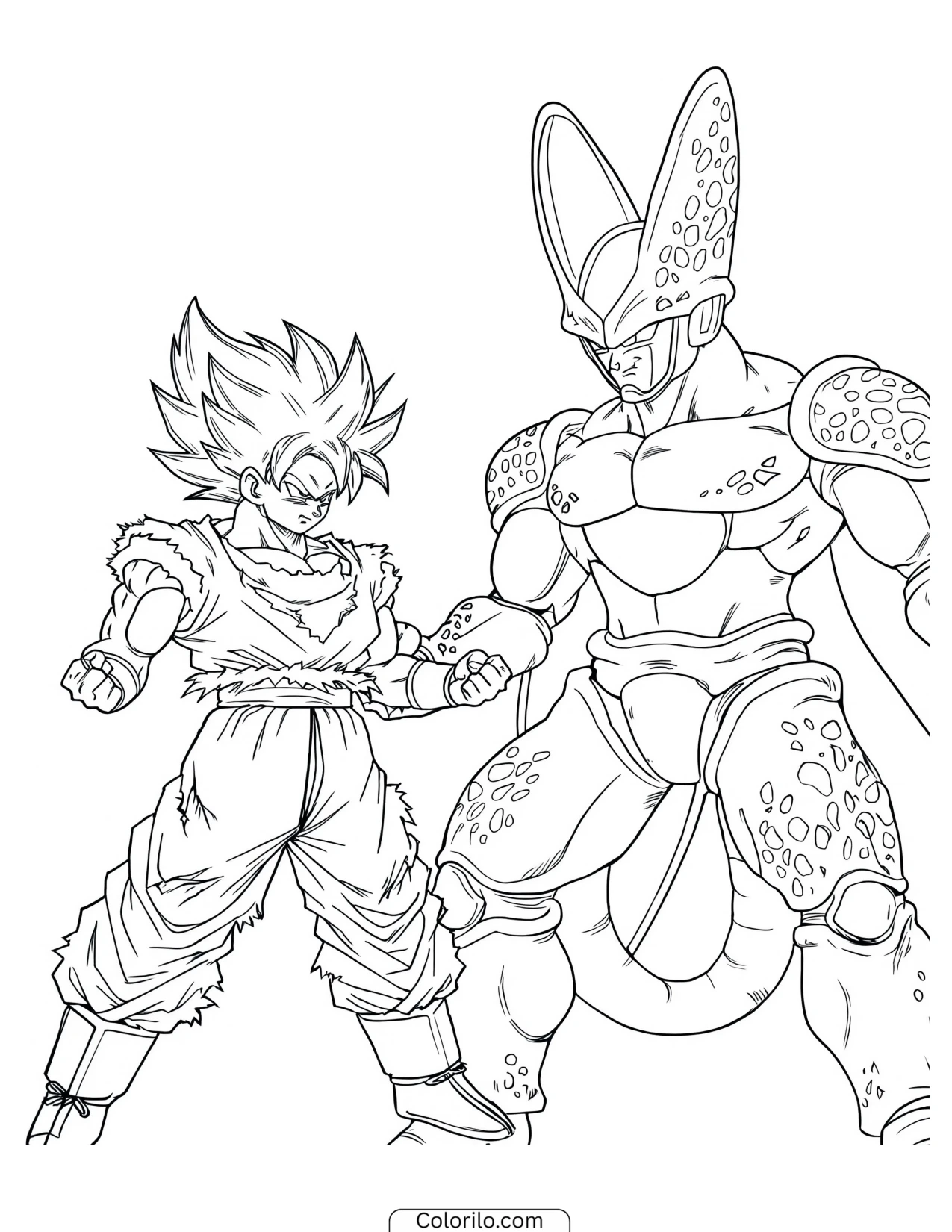 Goku facing Perfect Cell coloring page