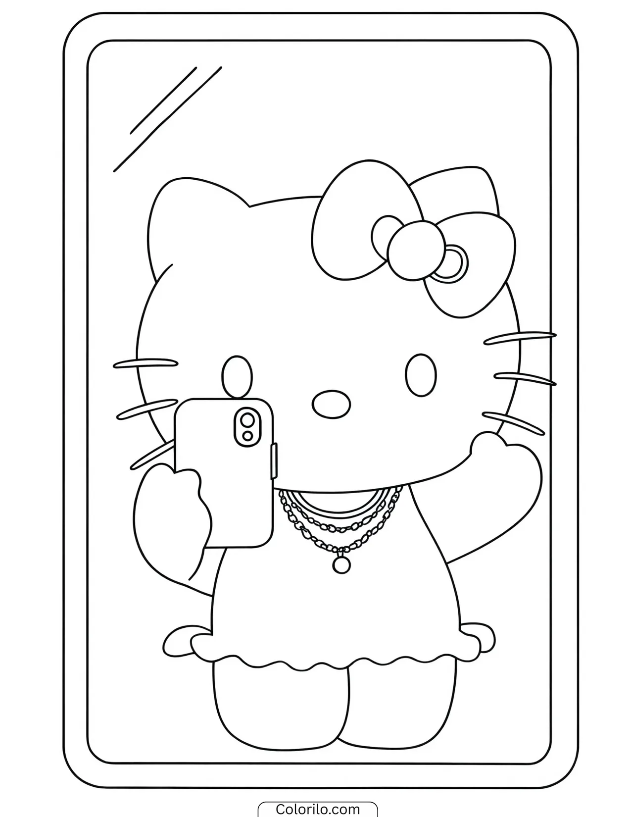 Hello Kitty playing with a ball of yarn coloring page