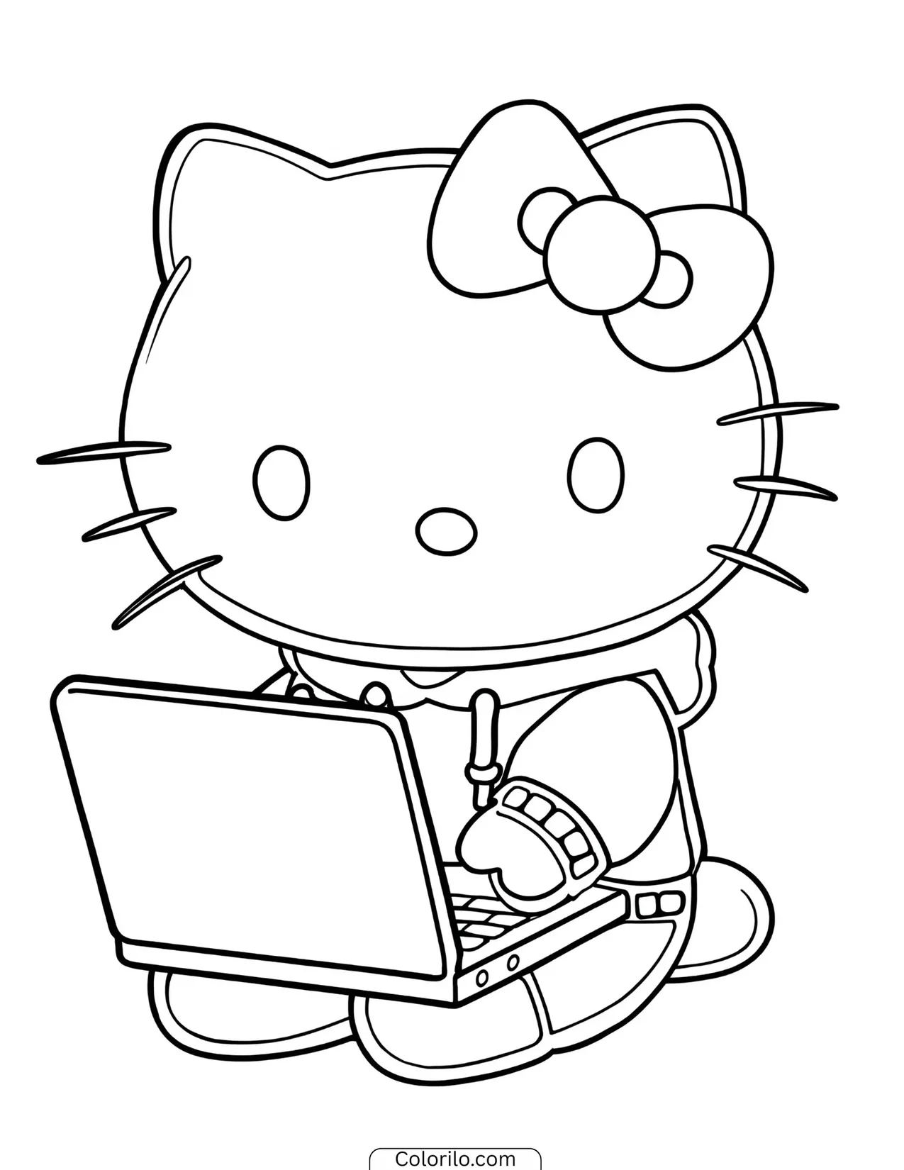 Hello Kitty blowing shiny soap bubbles coloring page