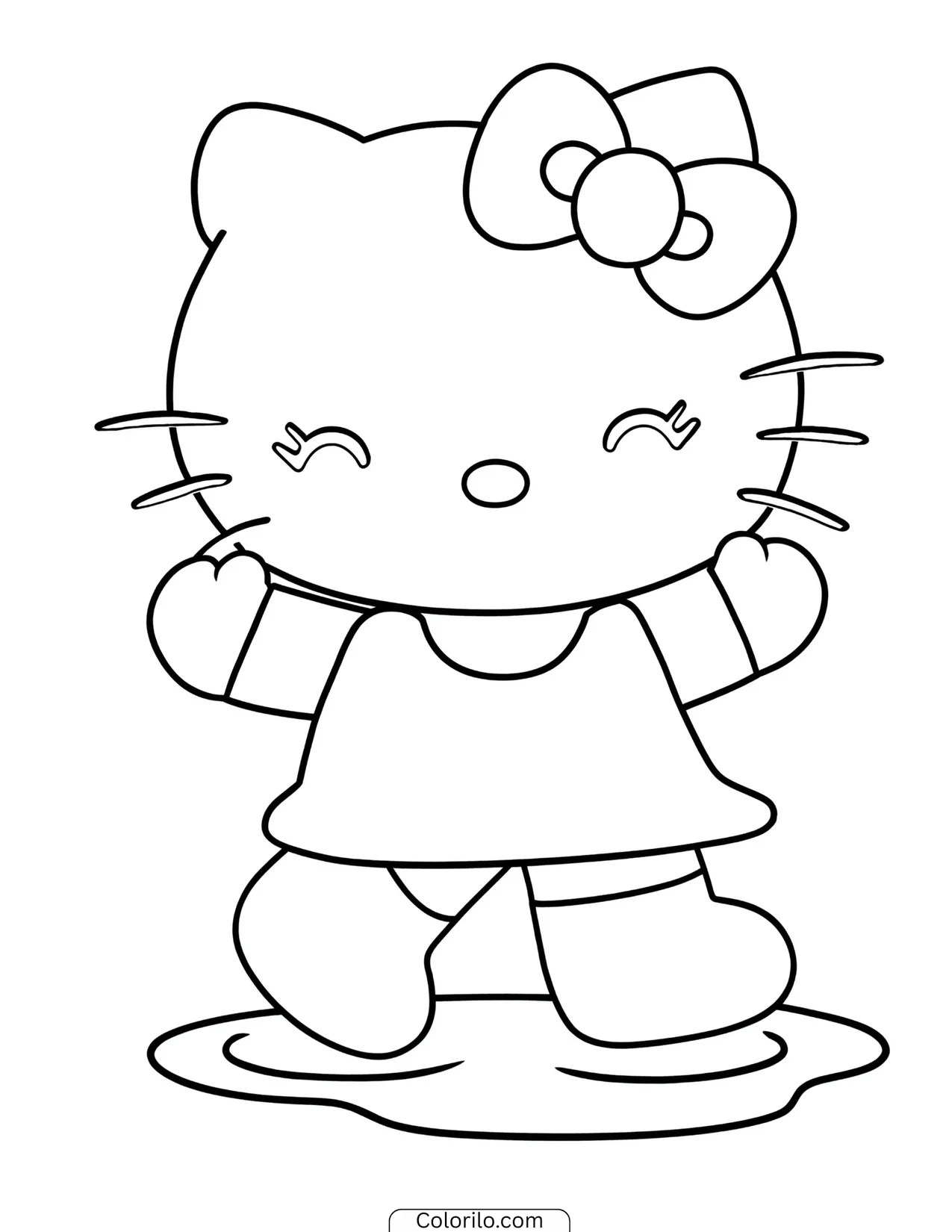Hello Kitty holding a bouquet of tulips coloring page