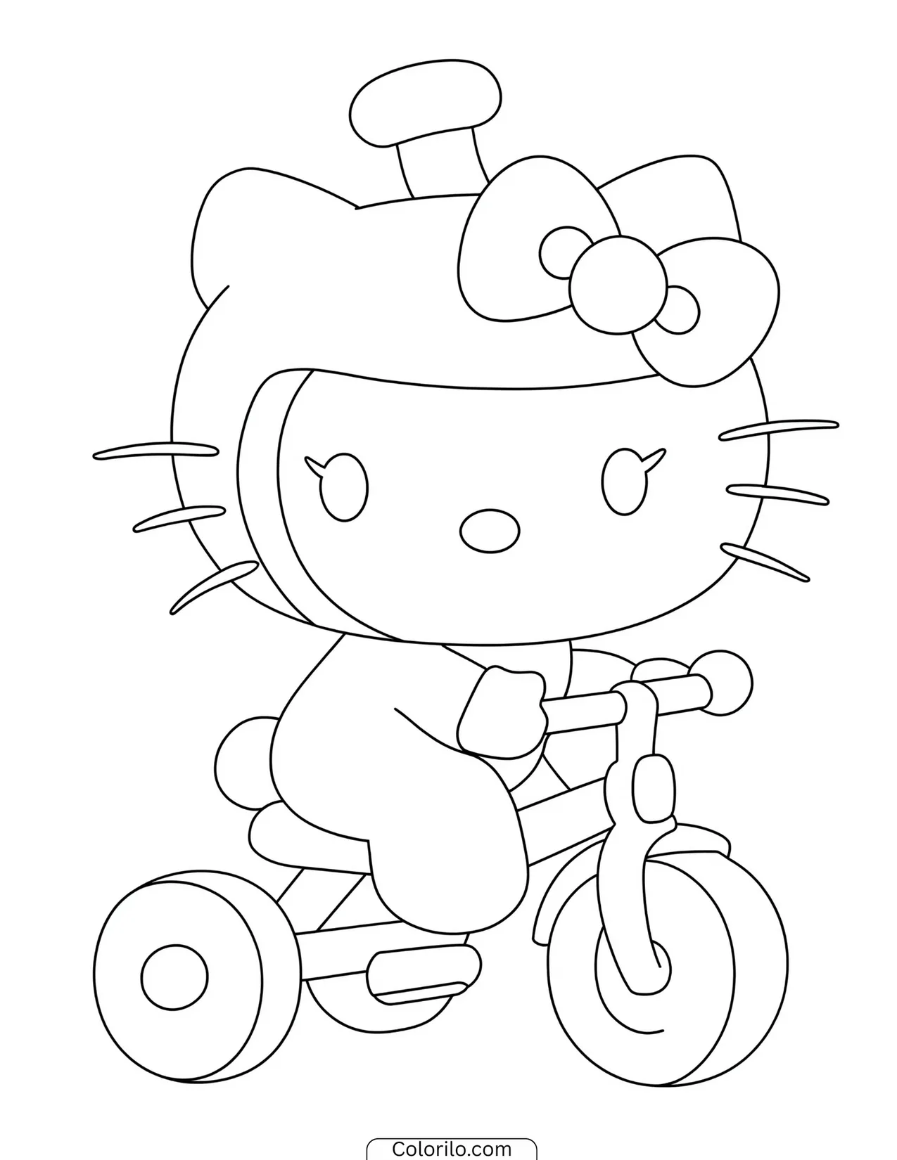 Hello Kitty building a sandcastle on the beach coloring page