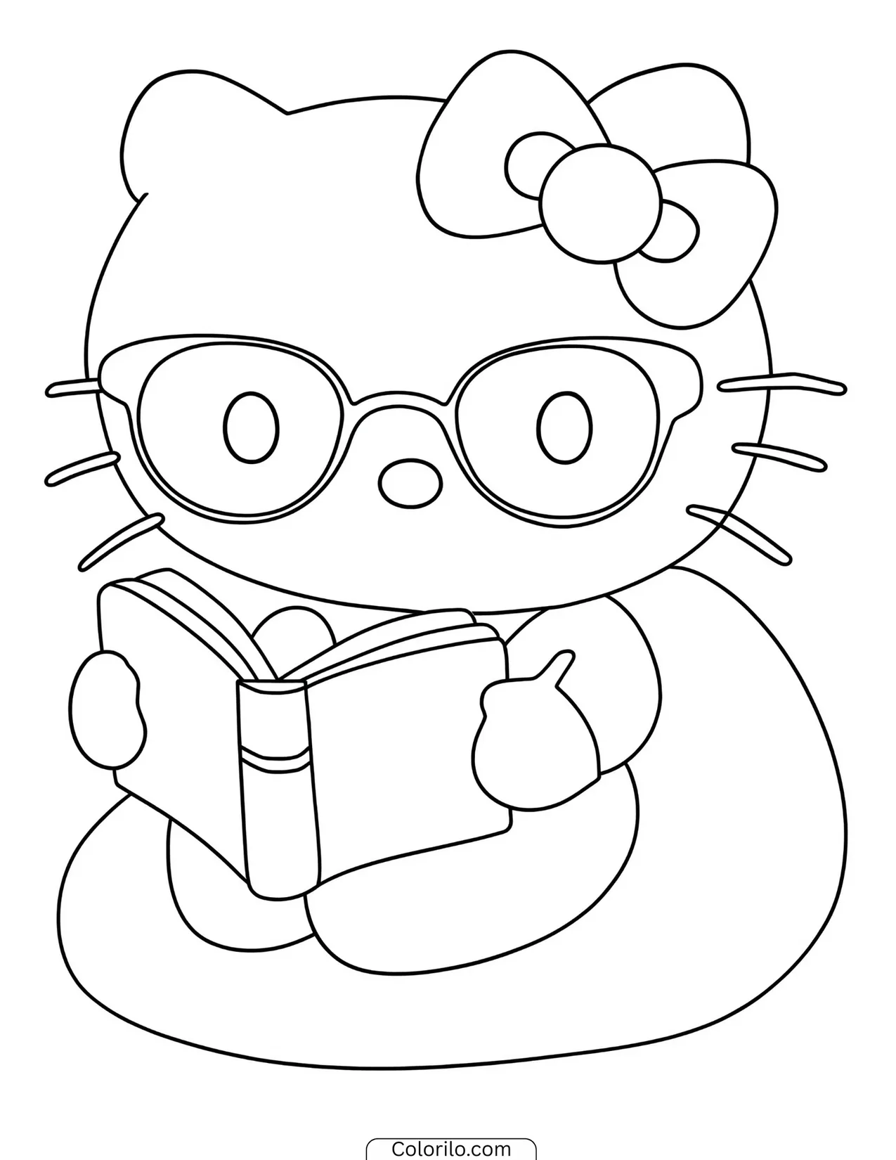 Hello Kitty catching butterflies with a net coloring page