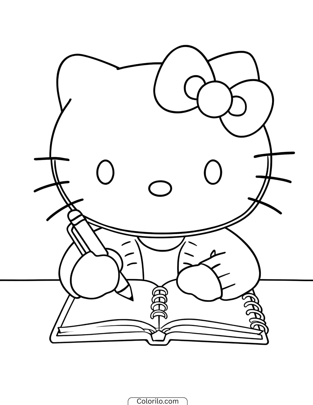Hello Kitty sitting among wrapped Christmas gifts coloring page