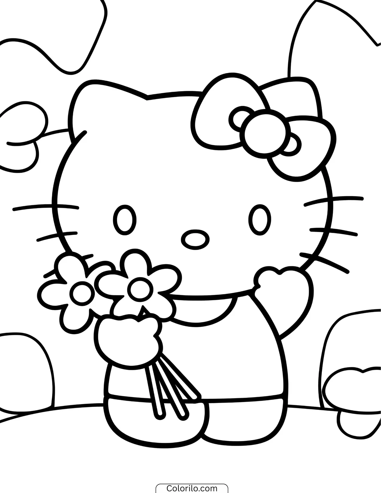 Hello Kitty flying a diamond-shaped kite coloring page