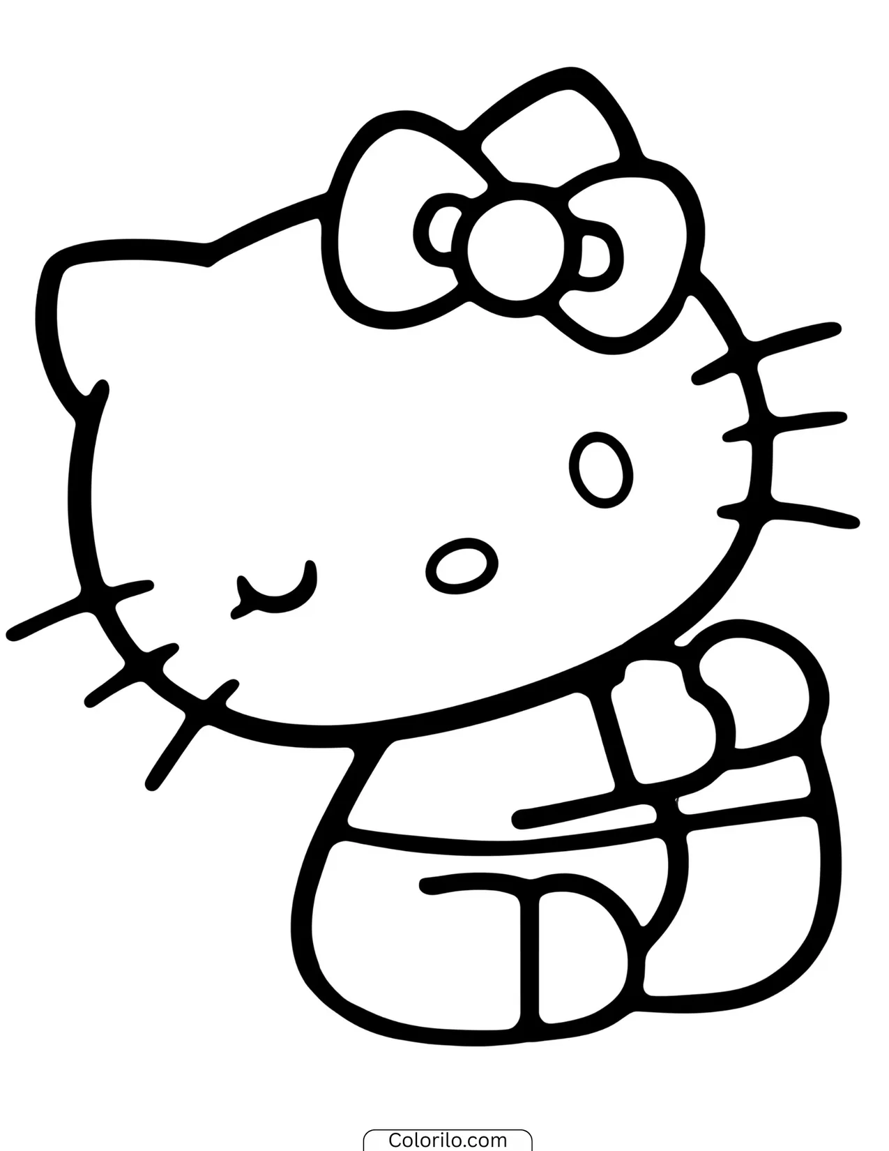 Hello Kitty in a graduation cap holding a diploma coloring page