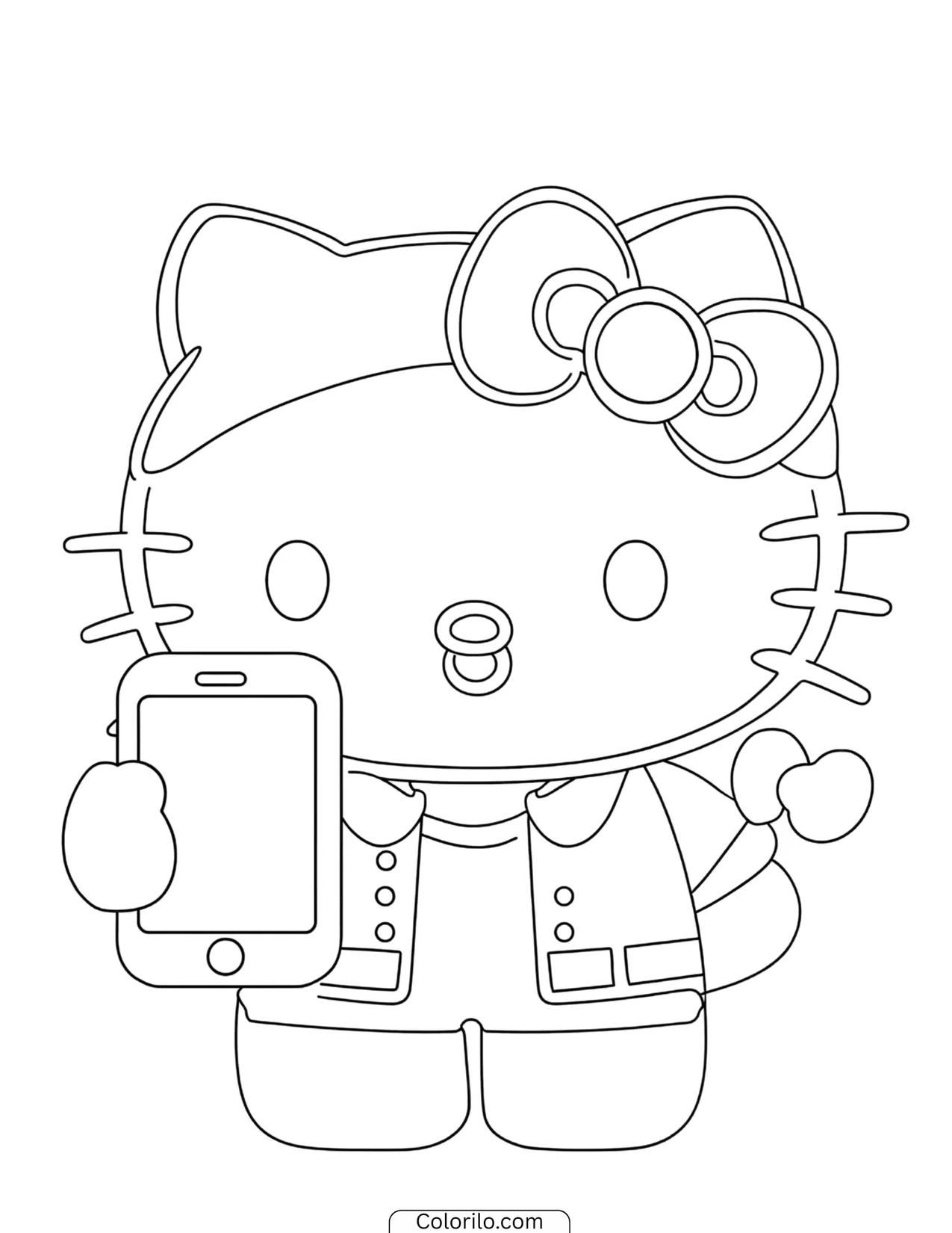 Hello Kitty holding a carved Halloween pumpkin coloring page