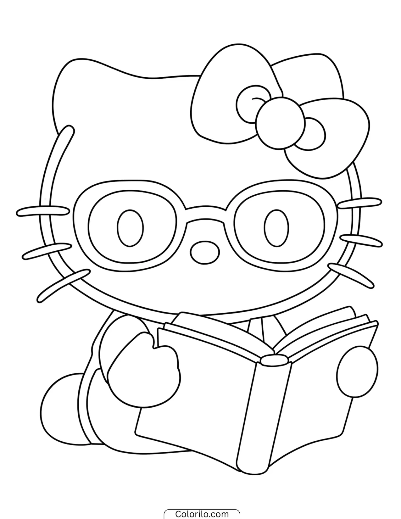 Hello Kitty holding a sweet striped candy cane coloring page