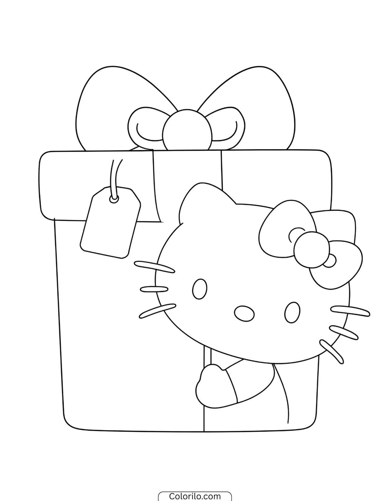 Hello Kitty hugging a small teddy bear coloring page