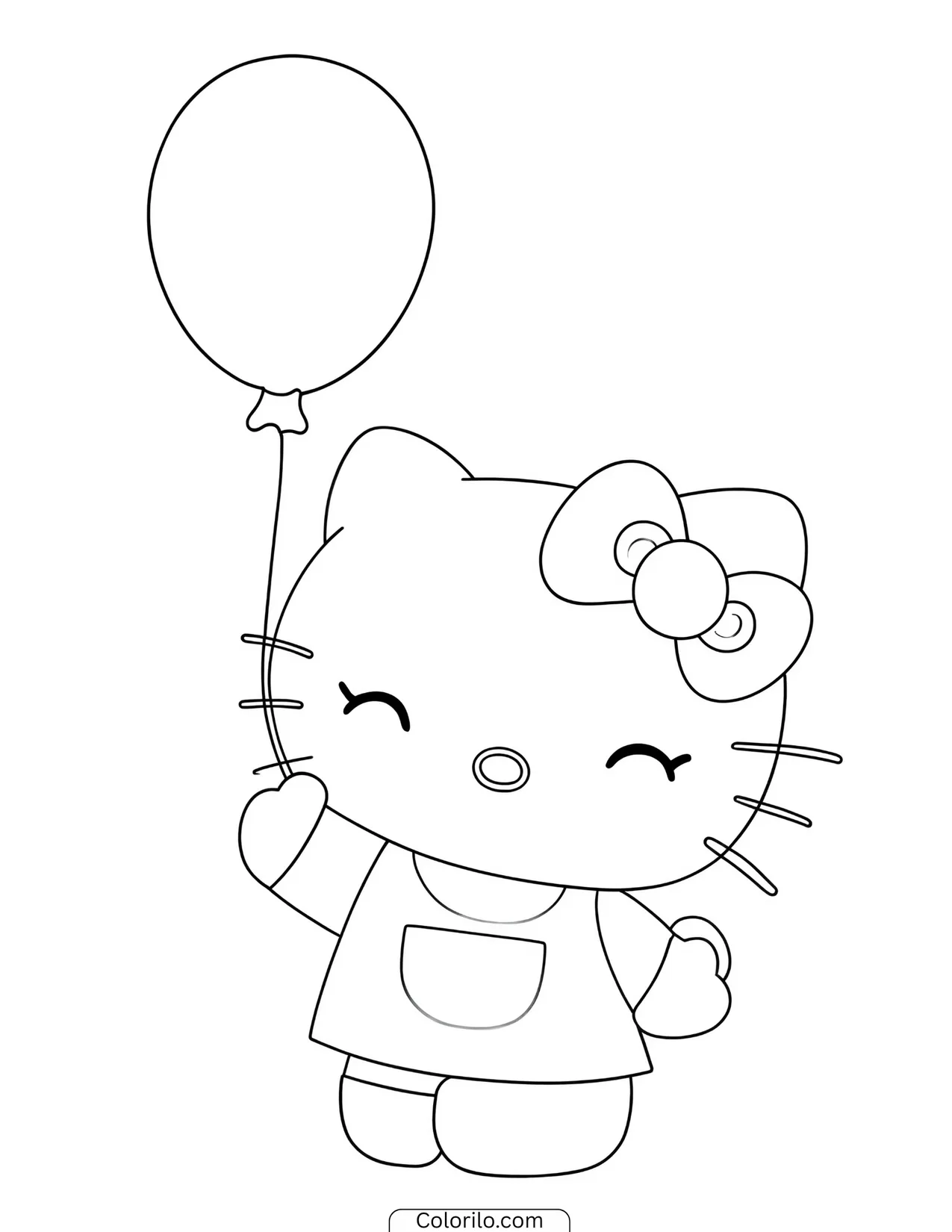 Hello Kitty sitting inside a giant teacup coloring page