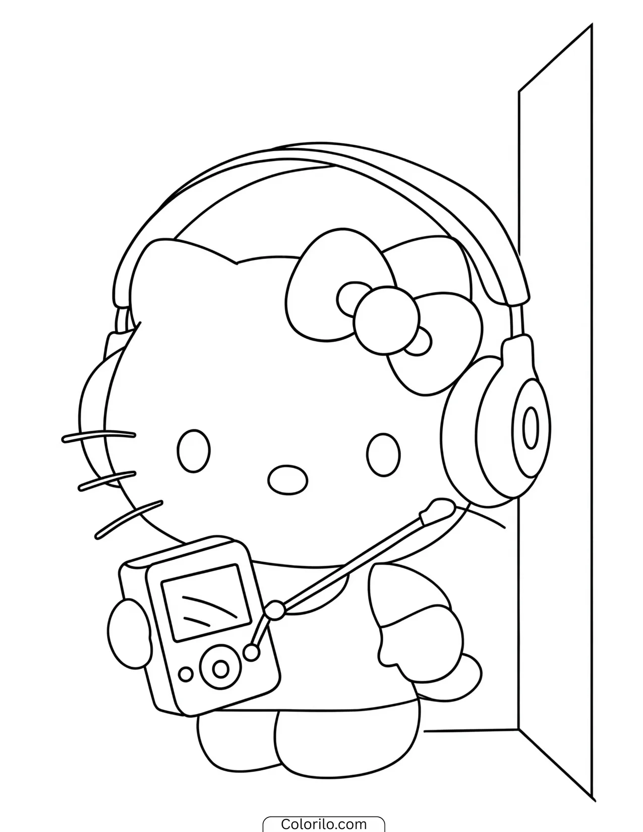 Hello Kitty wearing a traditional Japanese kimono coloring page