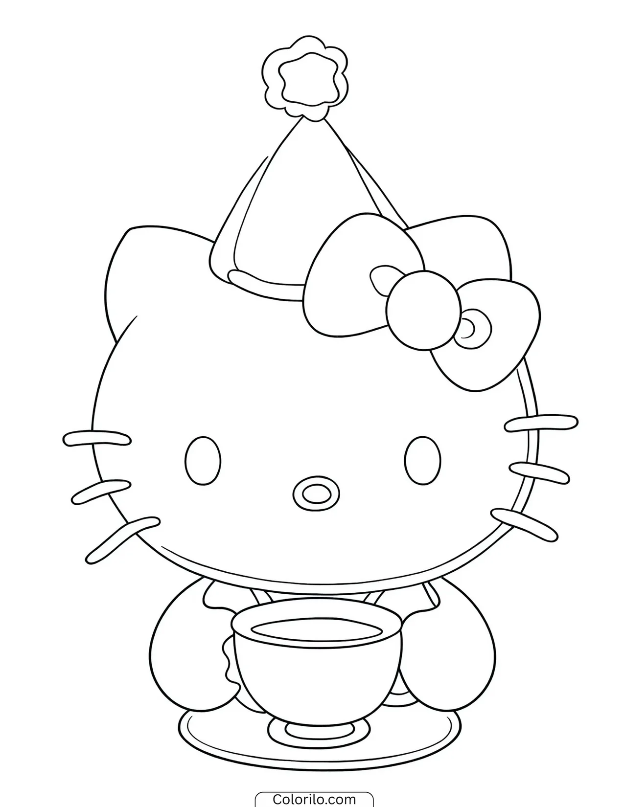 Hello Kitty dressed as a mermaid with a flowing tail coloring page