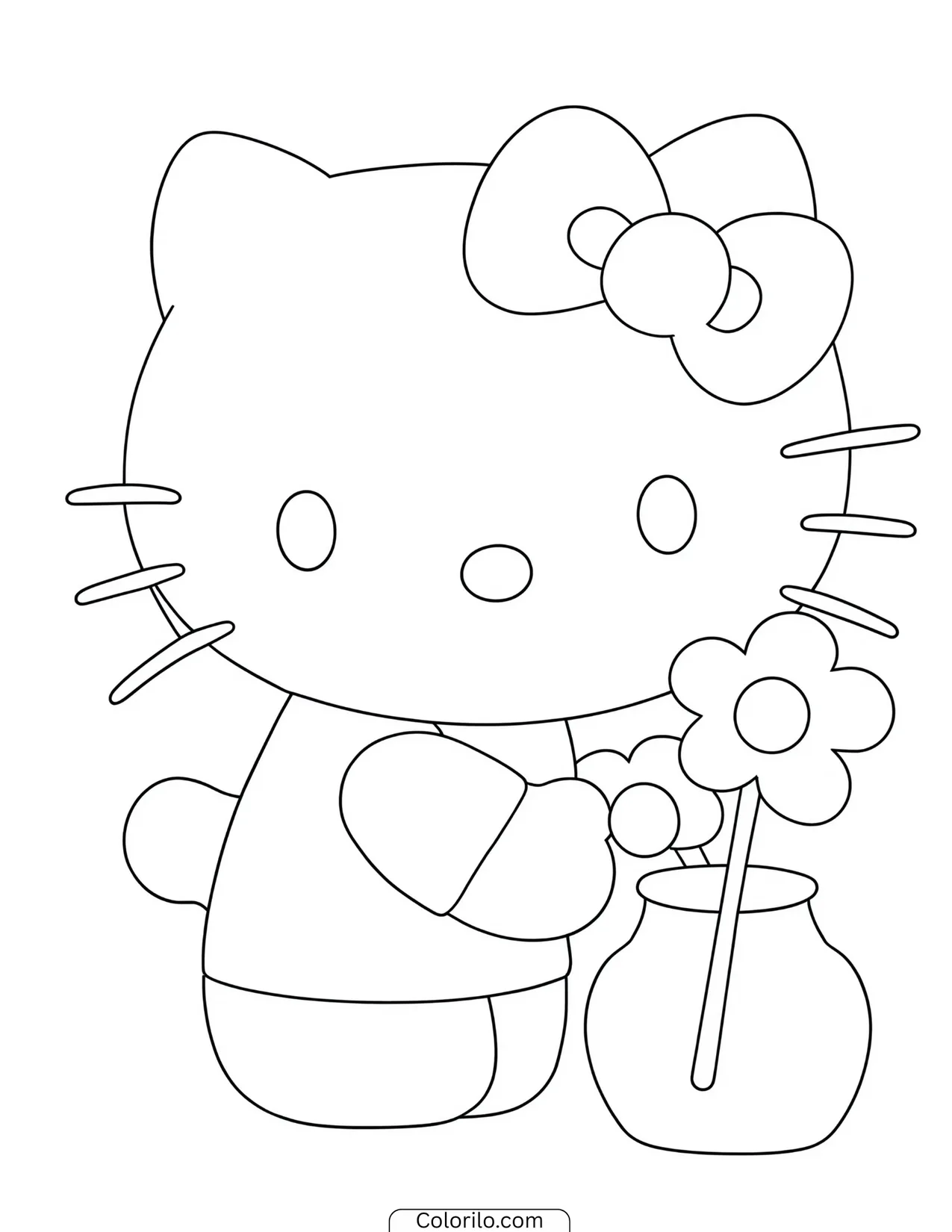 Hello Kitty picking apples from a tree coloring page