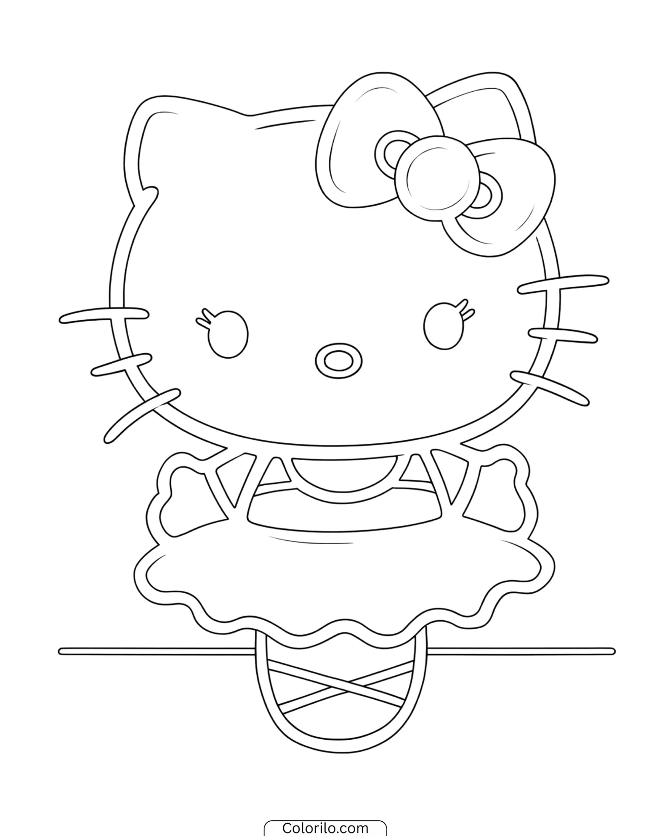 Hello Kitty playing an acoustic guitar coloring page