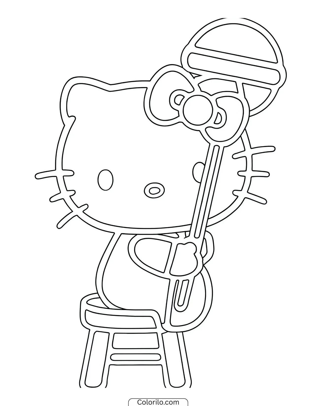 Hello Kitty riding a vintage bicycle coloring page