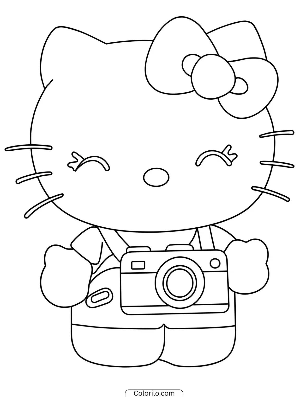 Hello Kitty waving while wearing roller skates coloring page