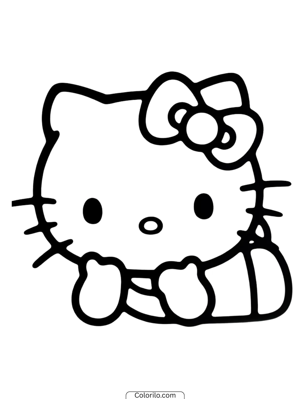 Hello Kitty sitting down wearing her big signature bow coloring page