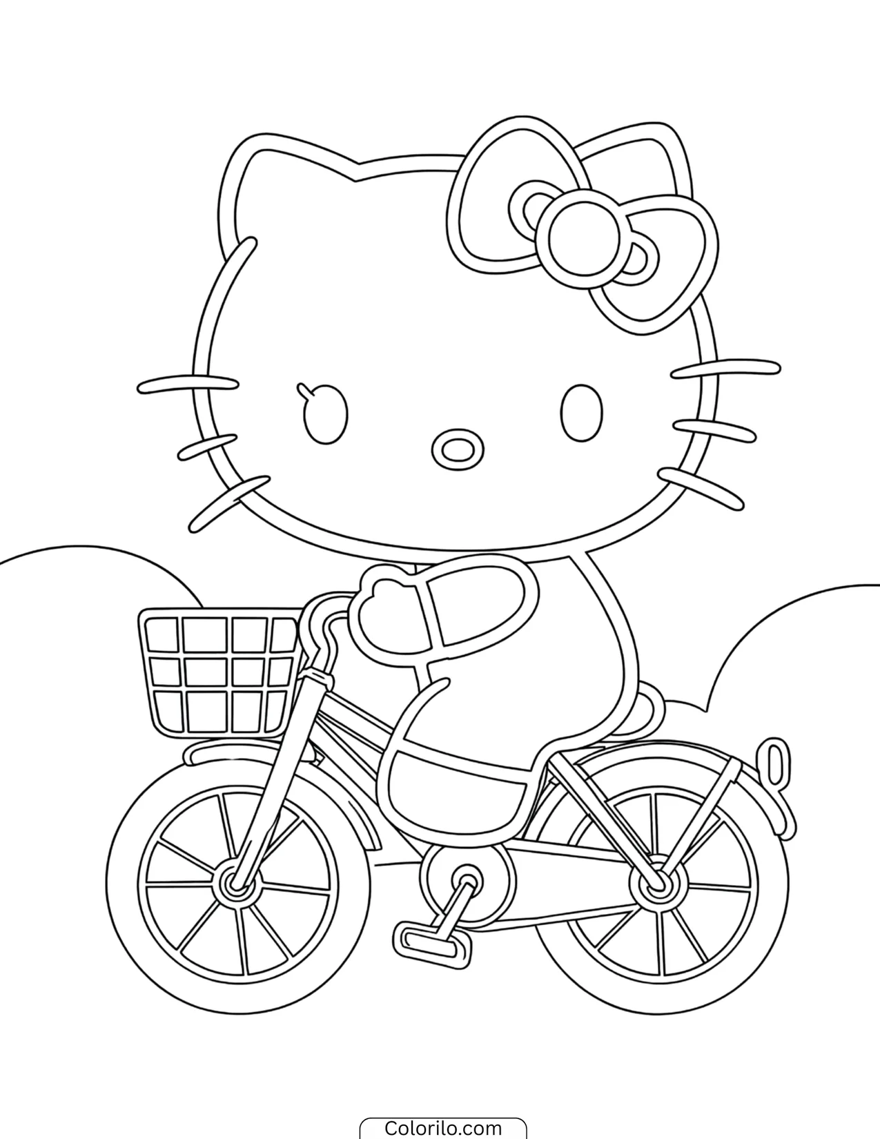 Hello Kitty sleeping peacefully on a fluffy cloud coloring page