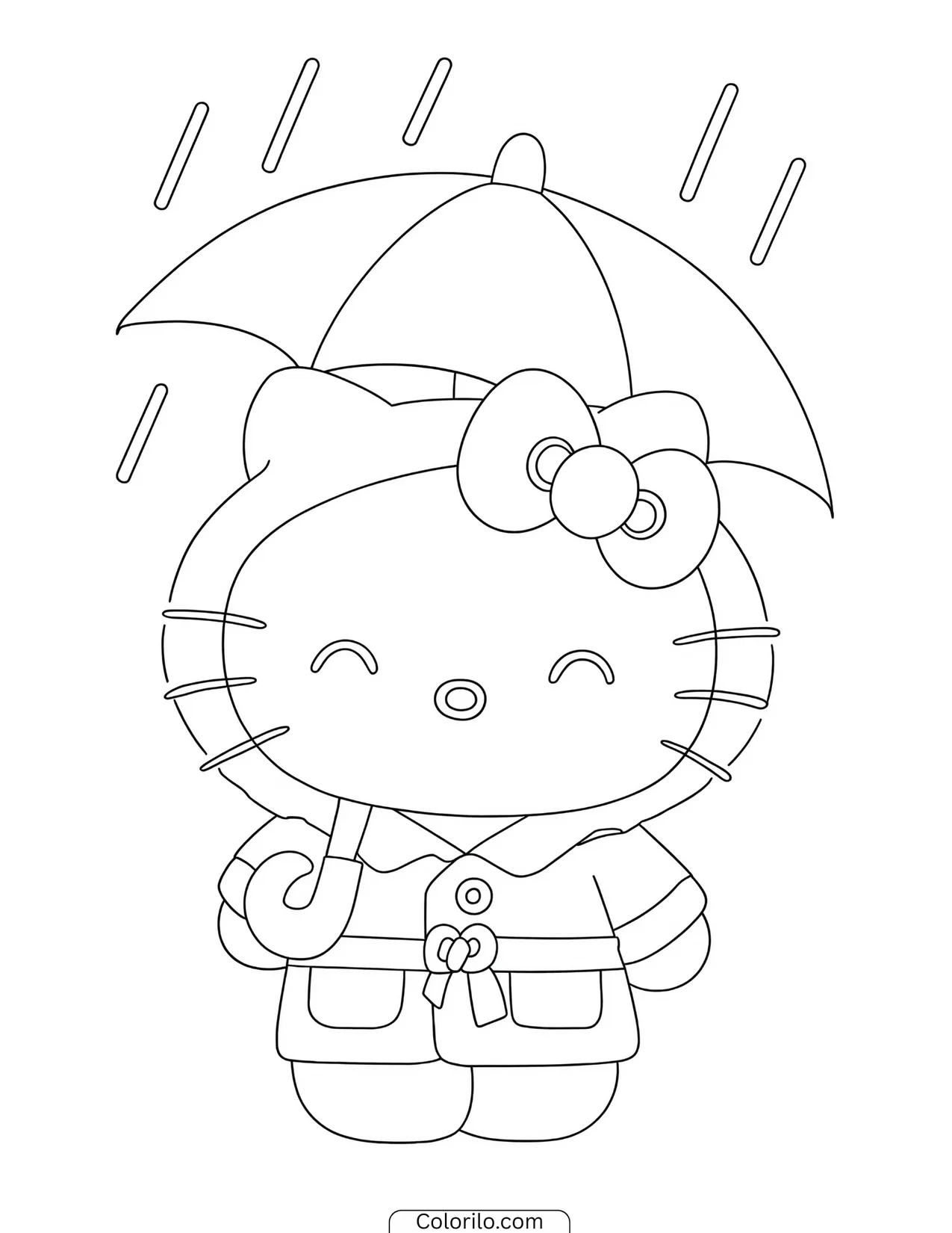 Hello Kitty wearing swim goggles at the pool coloring page