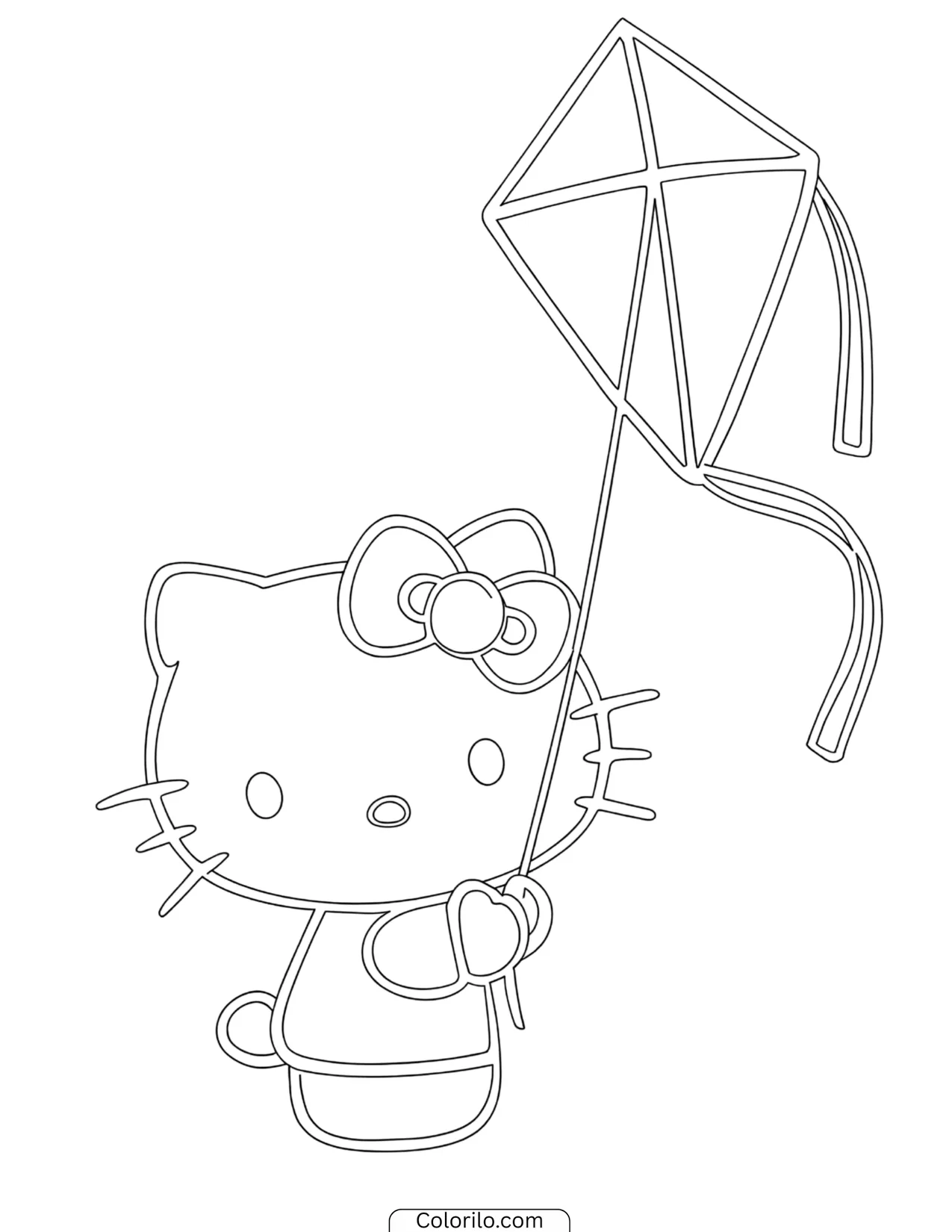 Hello Kitty wearing a warm knitted winter beanie coloring page