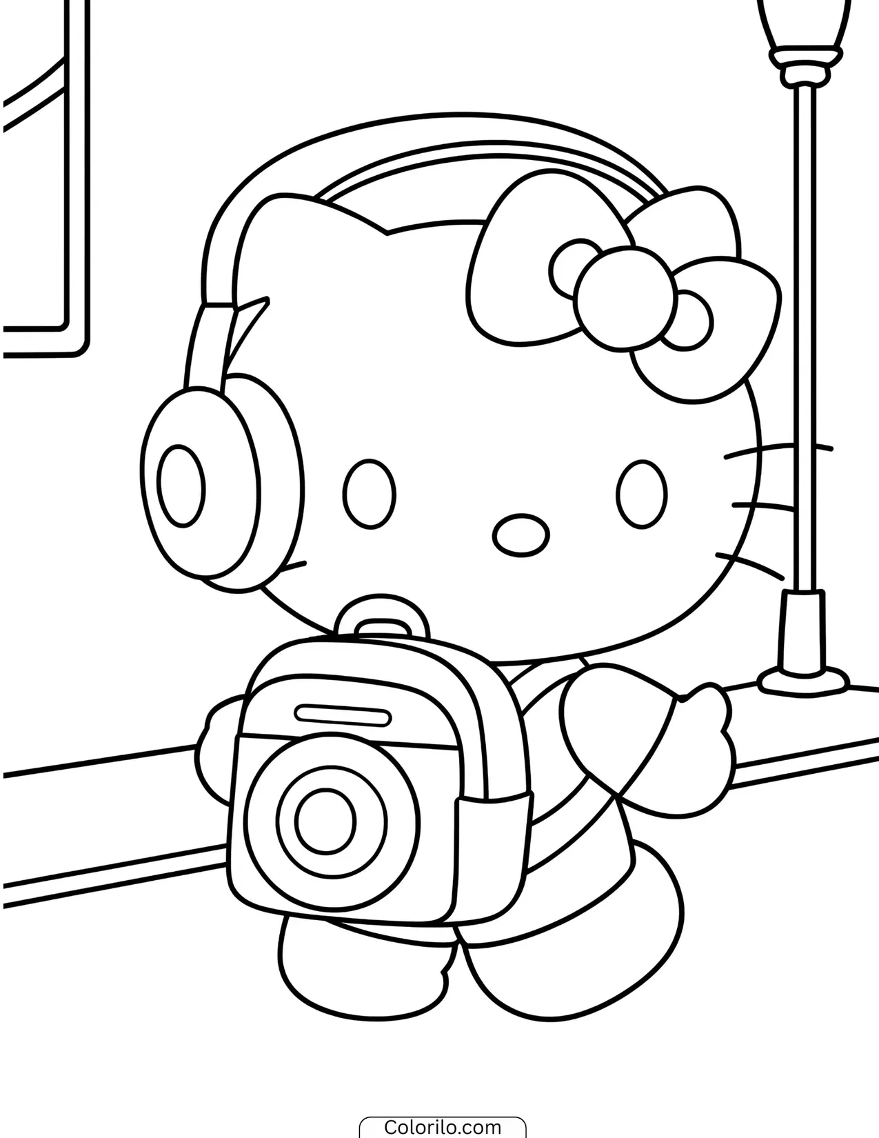 Hello Kitty dressed up in a witch costume coloring page