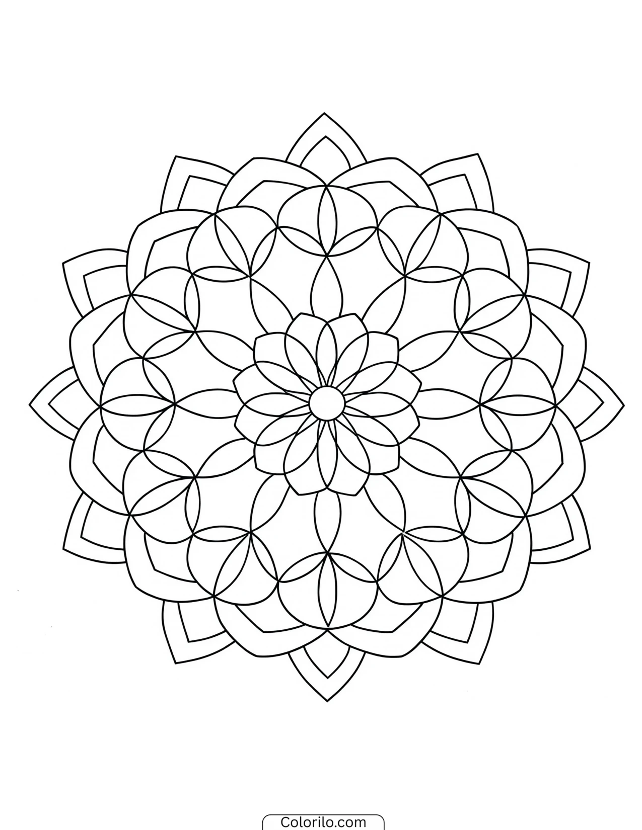Flower of Life bloom with interlocking circles coloring page