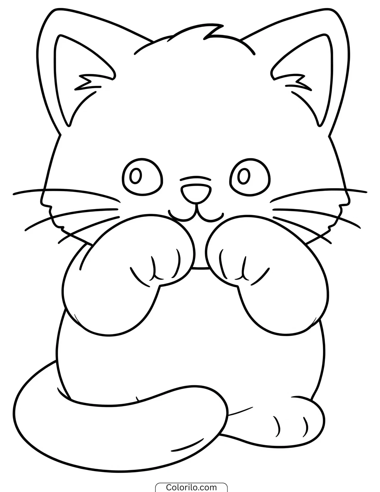 Kitten holding its paws up in a sweet gesture coloring page