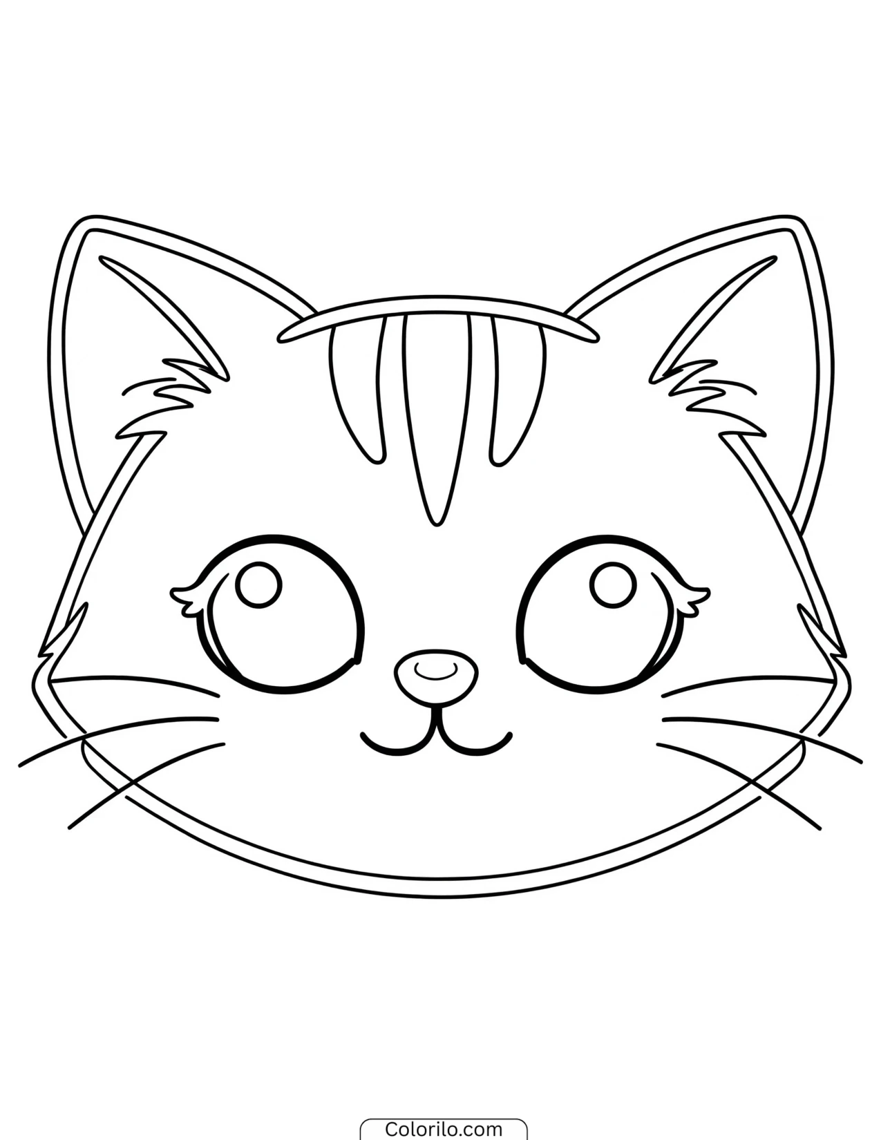 Portrait of a kitten's face coloring page