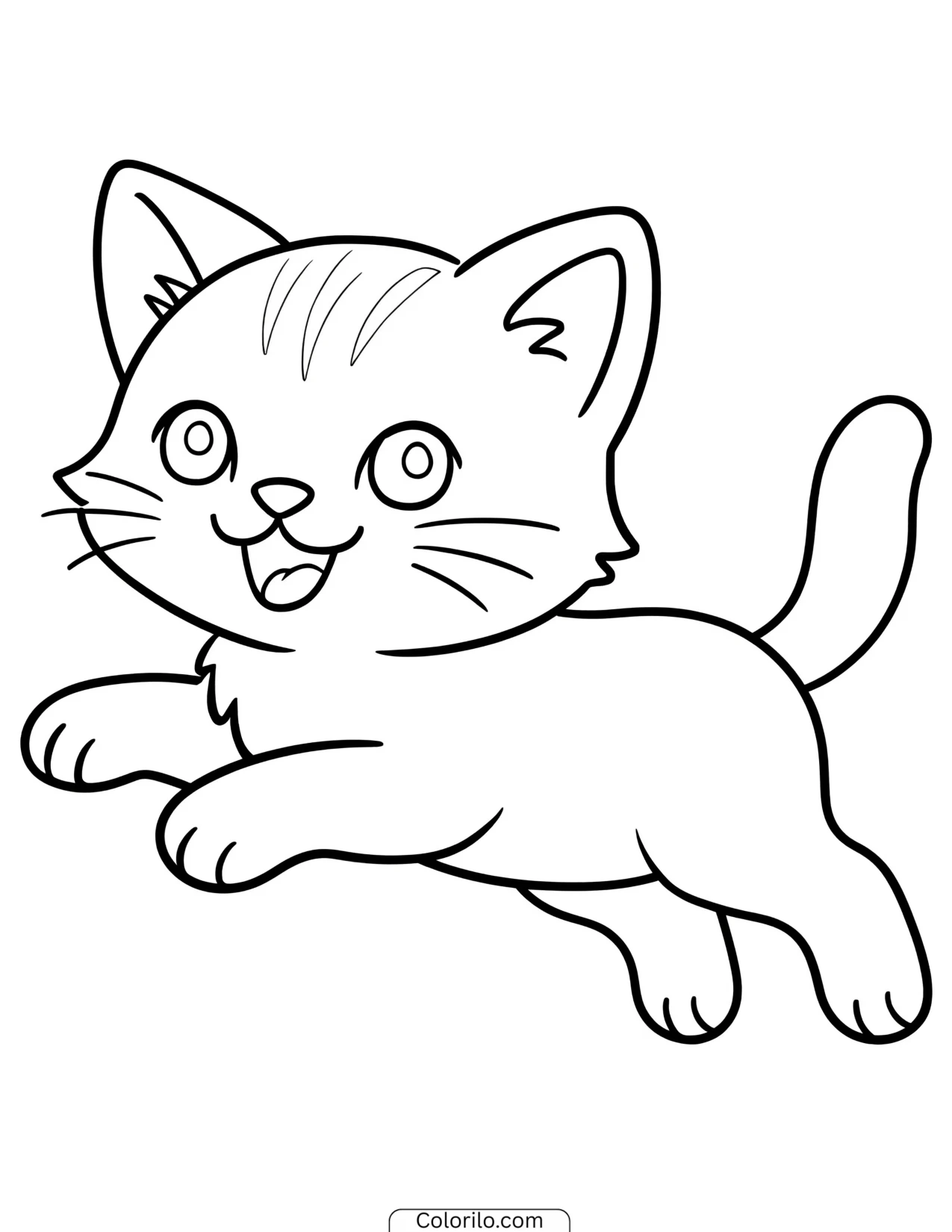Kitten leaping playfully into the air coloring page