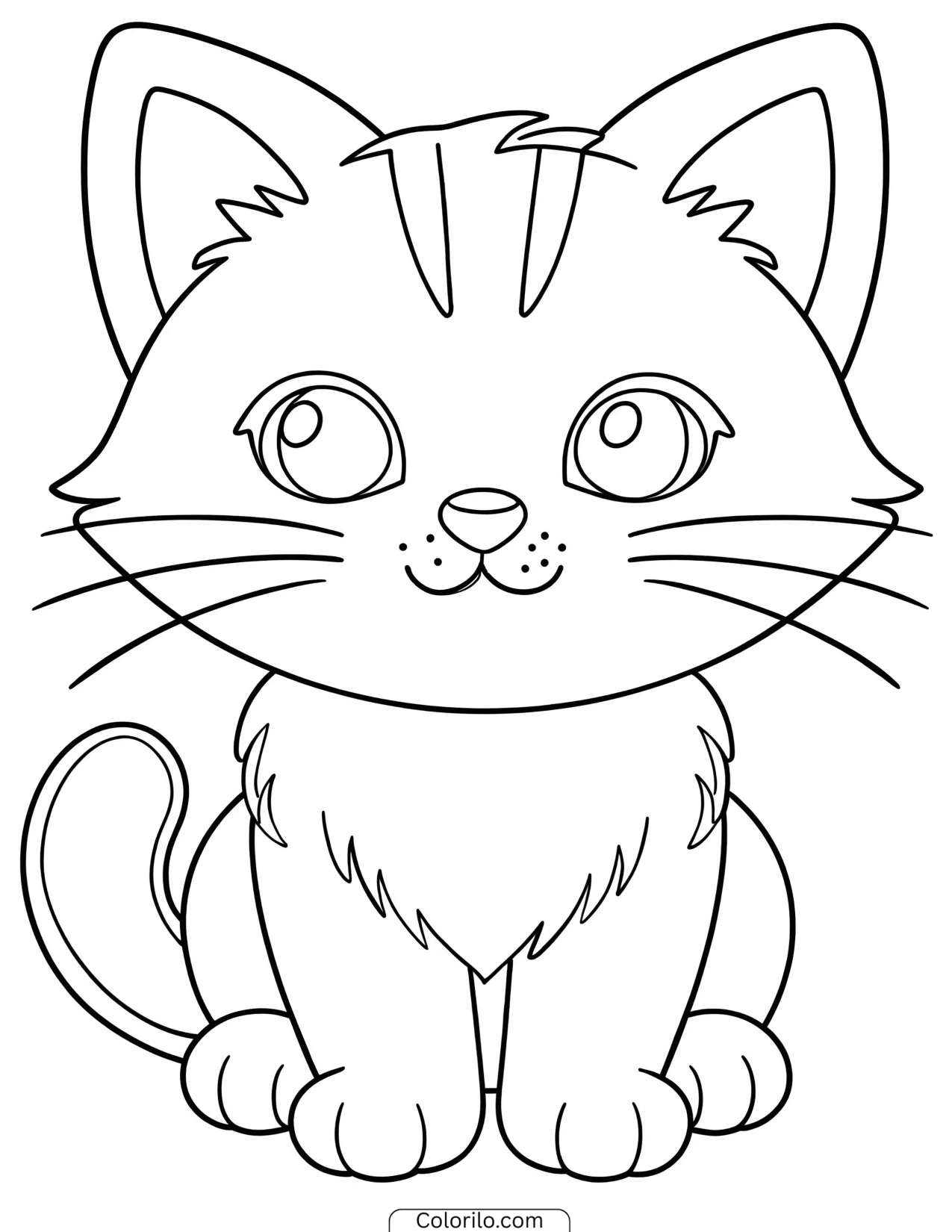 Kitten sitting upright and alert coloring page
